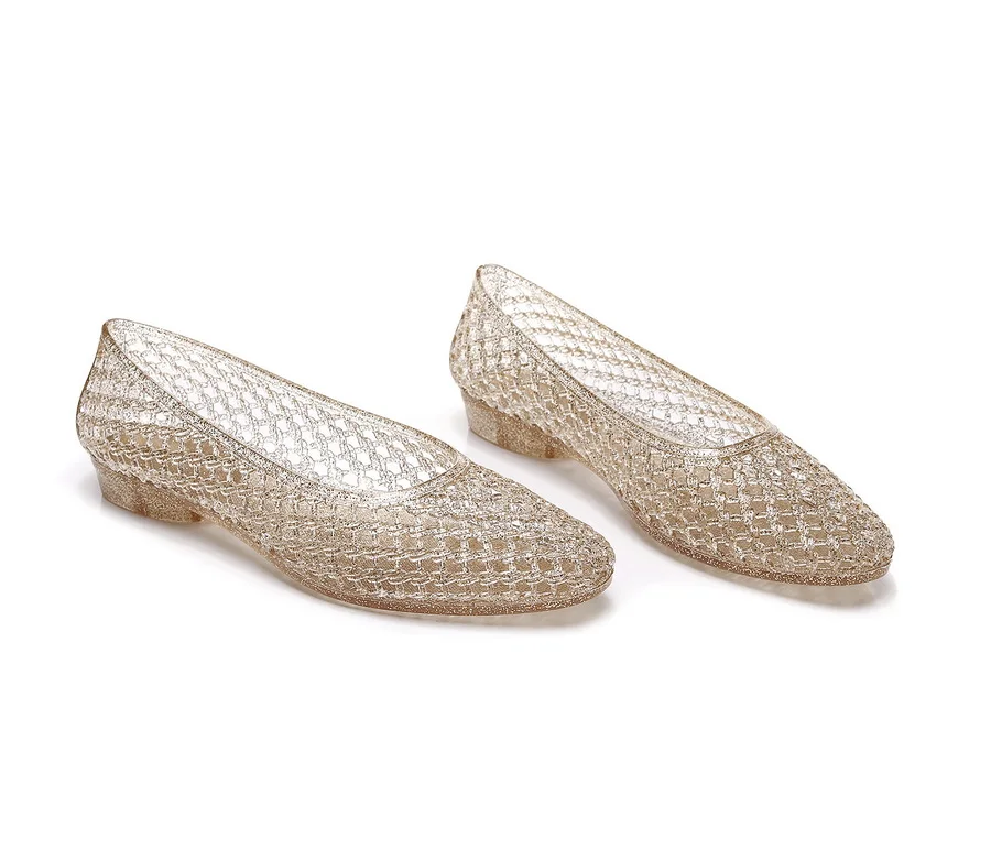 Französische Vintage Geflochtene Jelly-Sandalen für Damen, Spitze Transparente PVC-Ballerinas, Atmungsaktive Runde Zehenpartie, Lässige Alltagsschuhe – Detail 31