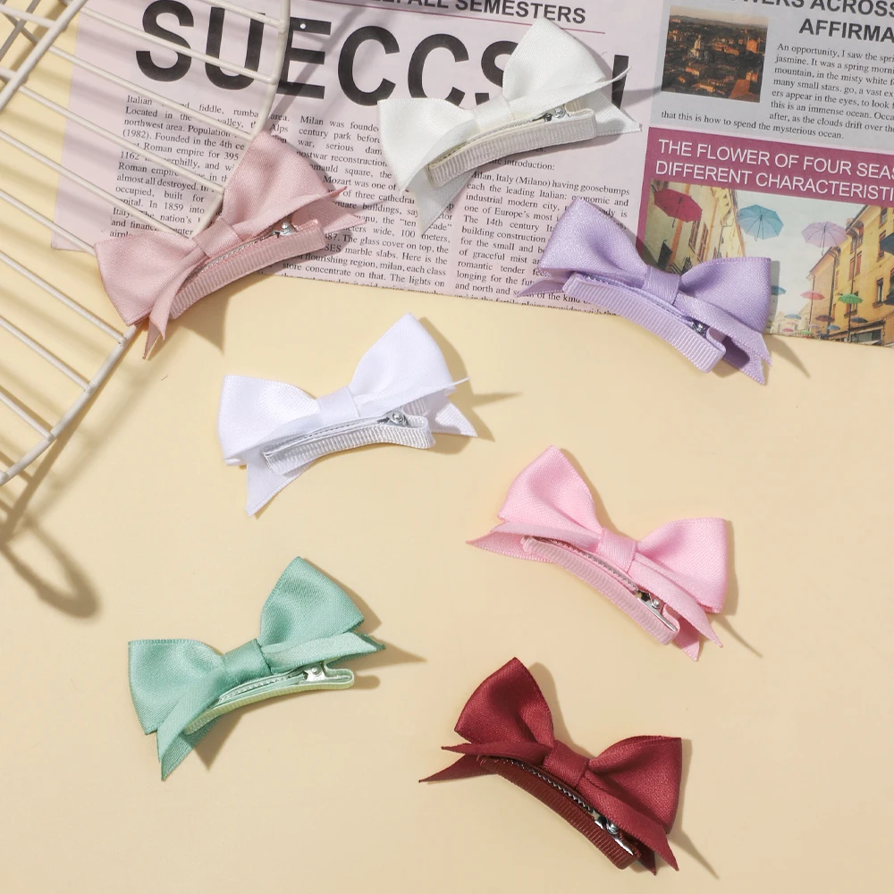 Cute Children Bow Hairpin Summer Sweet Girls Horsetail Hair Clips Fashion bang Hair Grip Baby Soft Ribbon Bows Hair Accessories