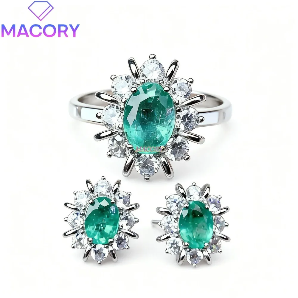 Ladies 925 sterling silver emerald jewellery set pure high-quality deep and rich colour Christmas and Valentine's Day gift