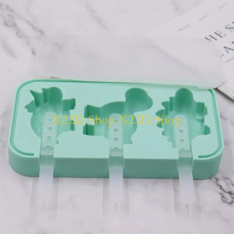 X22D 3 Cells Dinosaur Ice for Pop Moulds Ice Cream Moulds Silicone Ice Cream