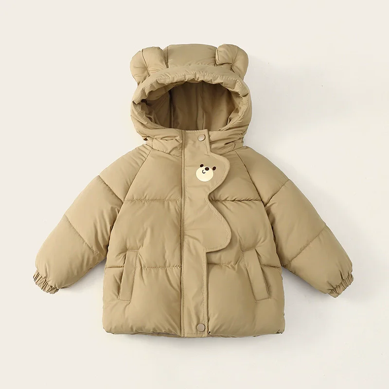 Kinder-Daunenjacke mit Kapuze 2026 Winter Neue Jungen Mädchen Dicke Warme Oberbekleidung Baby Cartoon Reißverschluss-Jacken Kinderkleidung 1-8 Jahre