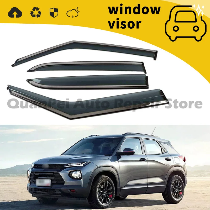 For 2019 Chevrolet Trailblazer, Door Rain Visors, Wind Noise Reduction, Dustproof Anti-aging Auto Parts