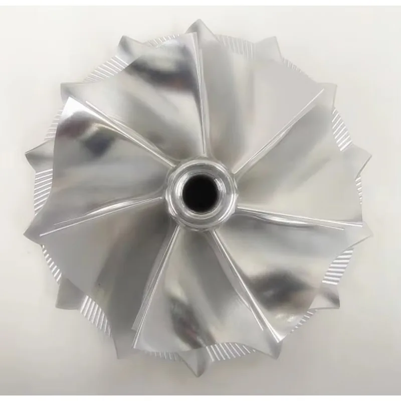 GT55 7 + 7 شفرات 98.00/133.84 مللي متر تصميم الجوز Dodecagon تصميم الأداء توربو طحن/الألومنيوم 2618/عجلة ضاغط البليت