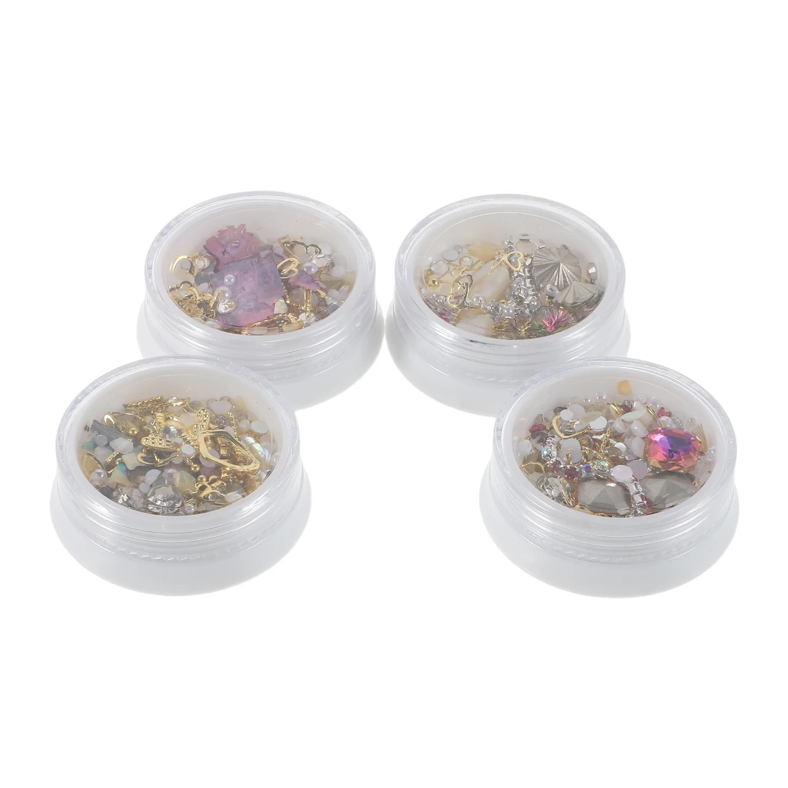 

4 Boxes Mixed Nail Charms DIY Nail Art Decorations Rhinestone Pearls Metal Chains Fingernail Embellishments DIY Charms