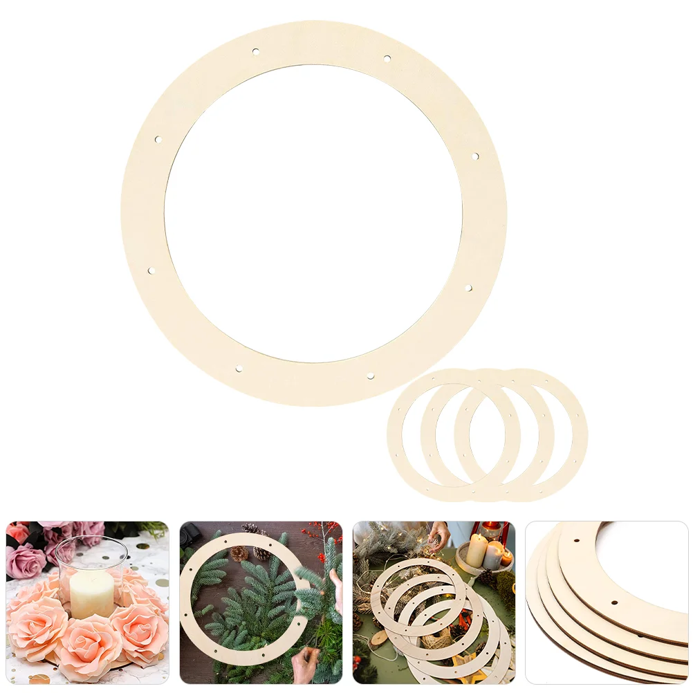 4 Pcs Wooden Wreath Frame Crafts Forms Garland Household Rings Round Making Frames Decor