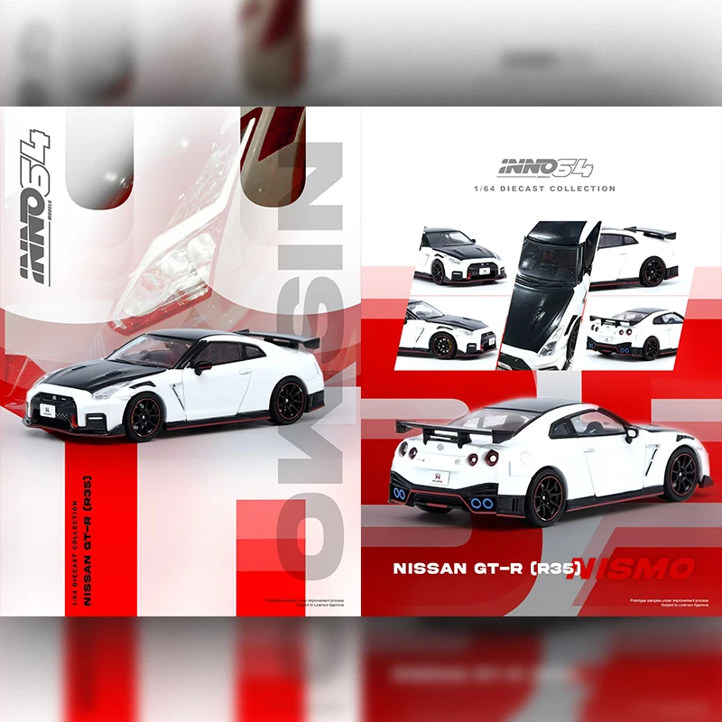 inno-在庫-1-64-日産-gtr-r35-ニスモホワイトダイキャストジオラマカーモデルコレクションおもちゃ