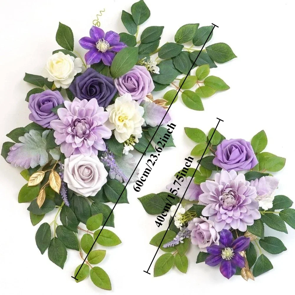 Romantische weiße künstliche Hochzeitsblumen, künstliche Bogenblumen, künstlicher Hochzeitsbogen, Blumen-Set, Hochzeit, Willkommensschild, Dekor – Detail 27