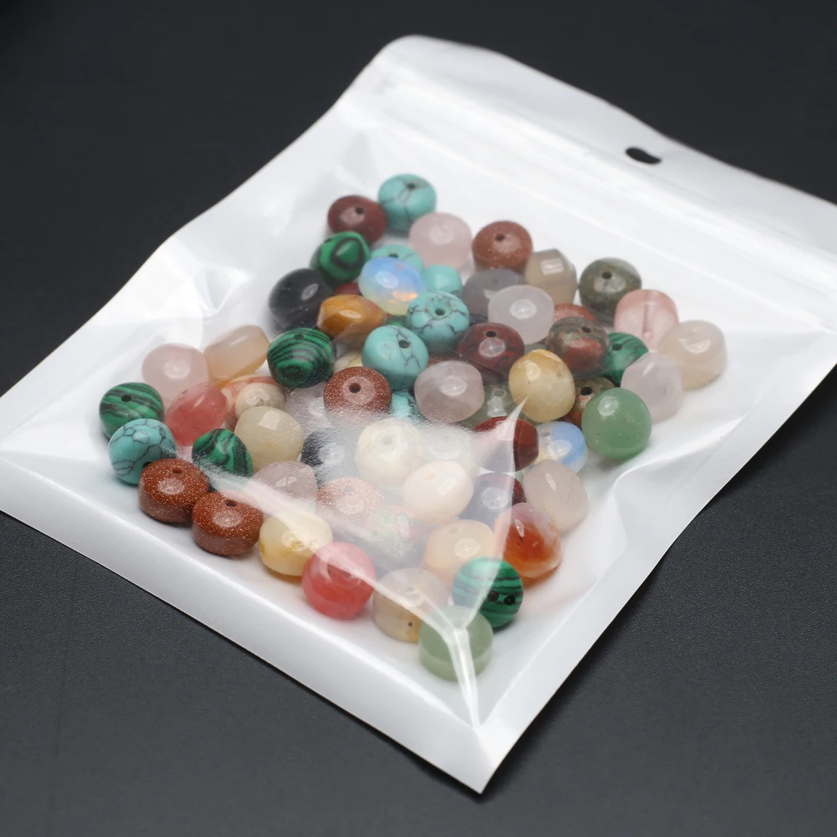 100PCS Wholesale Charm Natural Stone Sodalite Rose Quartz Tiger Eye Loose Spacing Beaded Jewelry Making DIY Necklace Bracelet