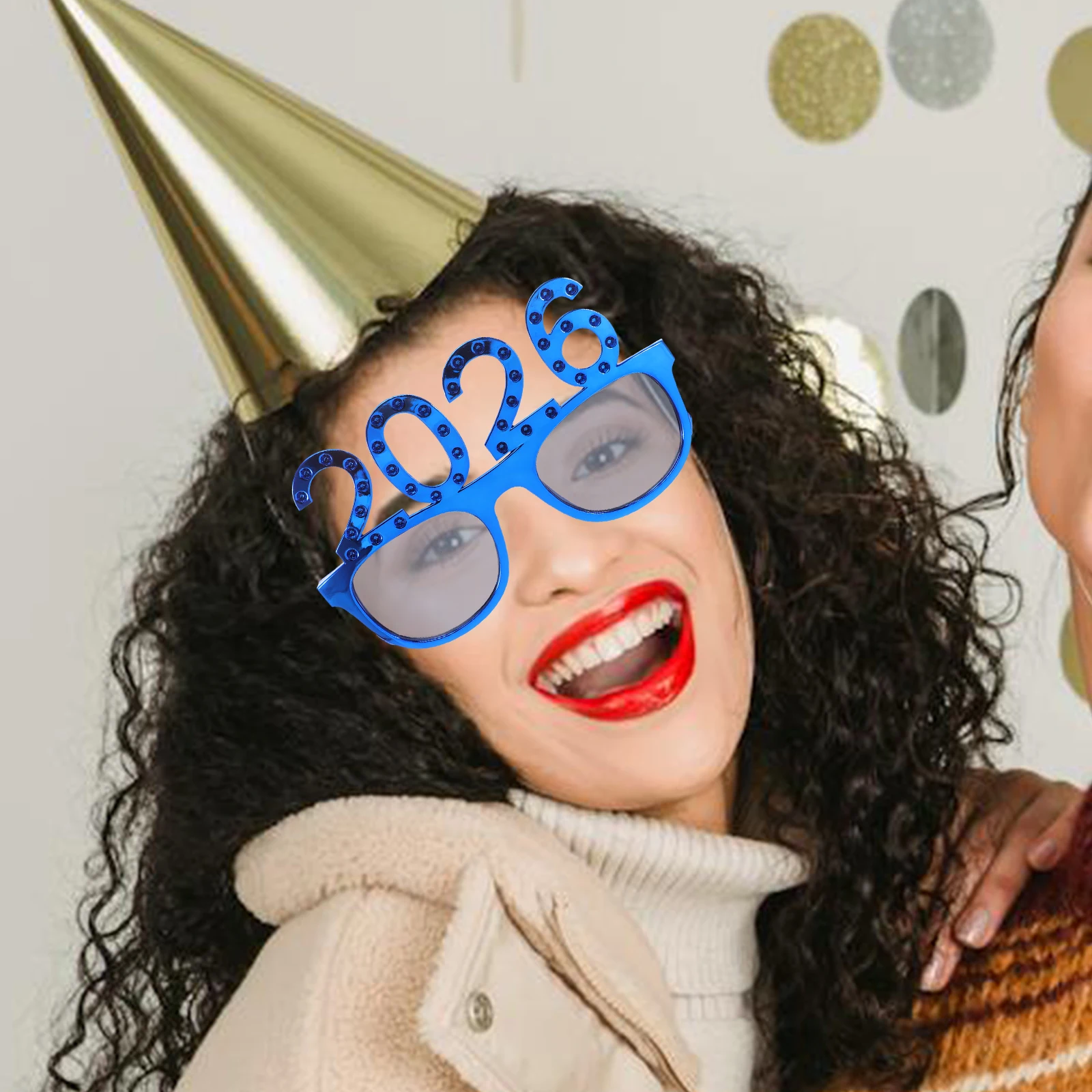 

5pcs 2026 Glasses Happy New Year Party Glasses Rhinestone Eyewear Plastic Number Eyeglasses For Decorations Photo Props Party