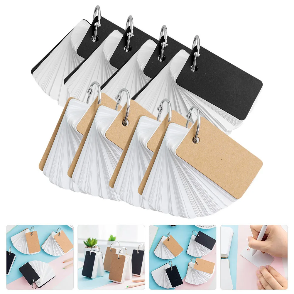 

8pcs Memory Cards Blank Flashcards Portable Notepads For Students Learning English Words Thick Paper Diy Study Organizer Loose