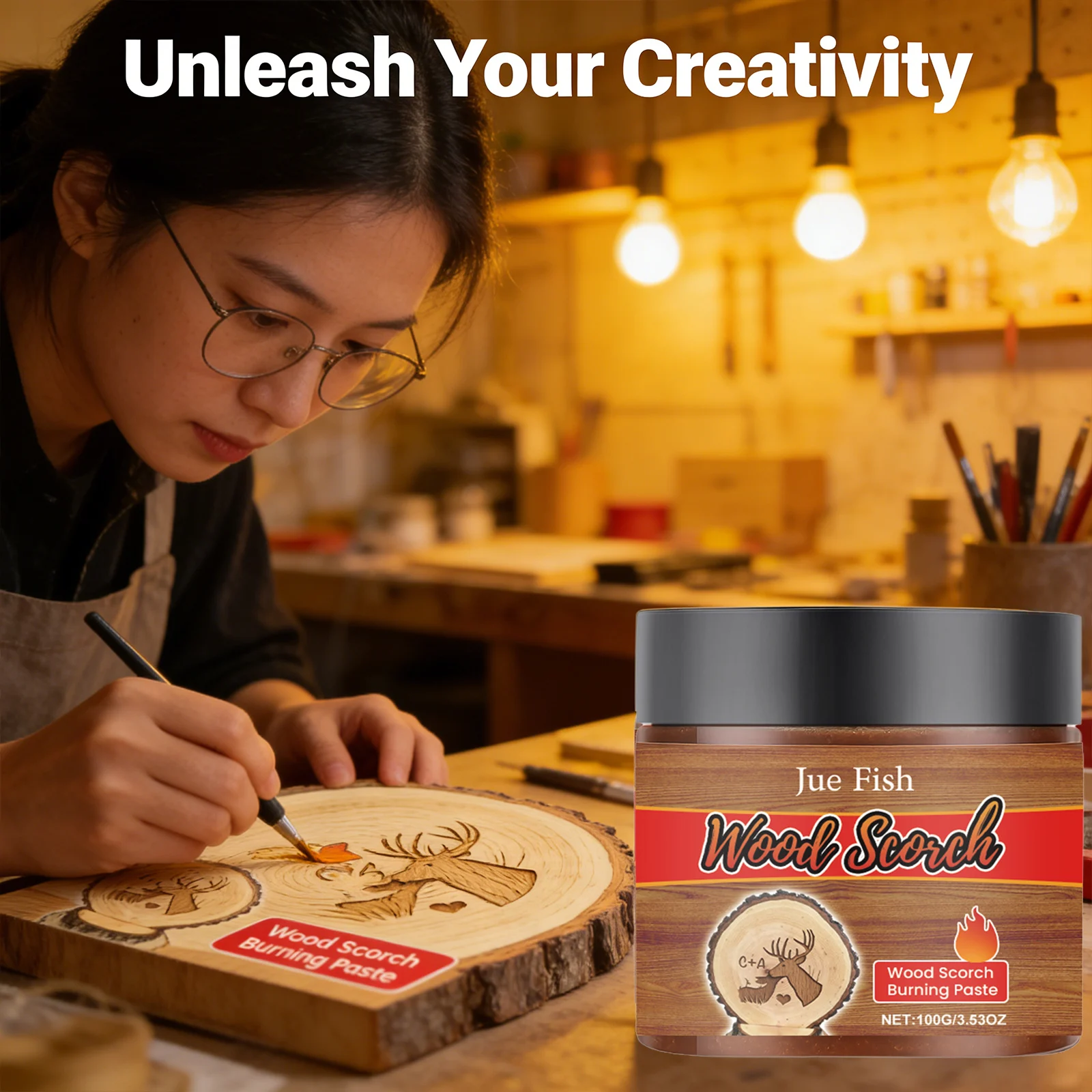 Wood Scorch Burning Paste DIY Pyrography Handmade Personalization Stimulate Creativity Interesting Combustion Effect Unique Gift view 3