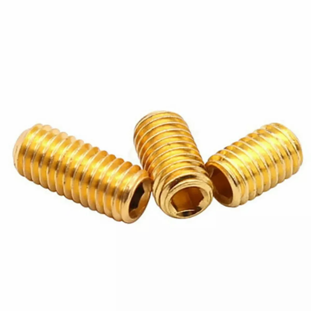 10~100Pcs M3 M4 M5 Grub Screws Cup Point Allen Hex Socket Set Screw - Gold Titanium Plated