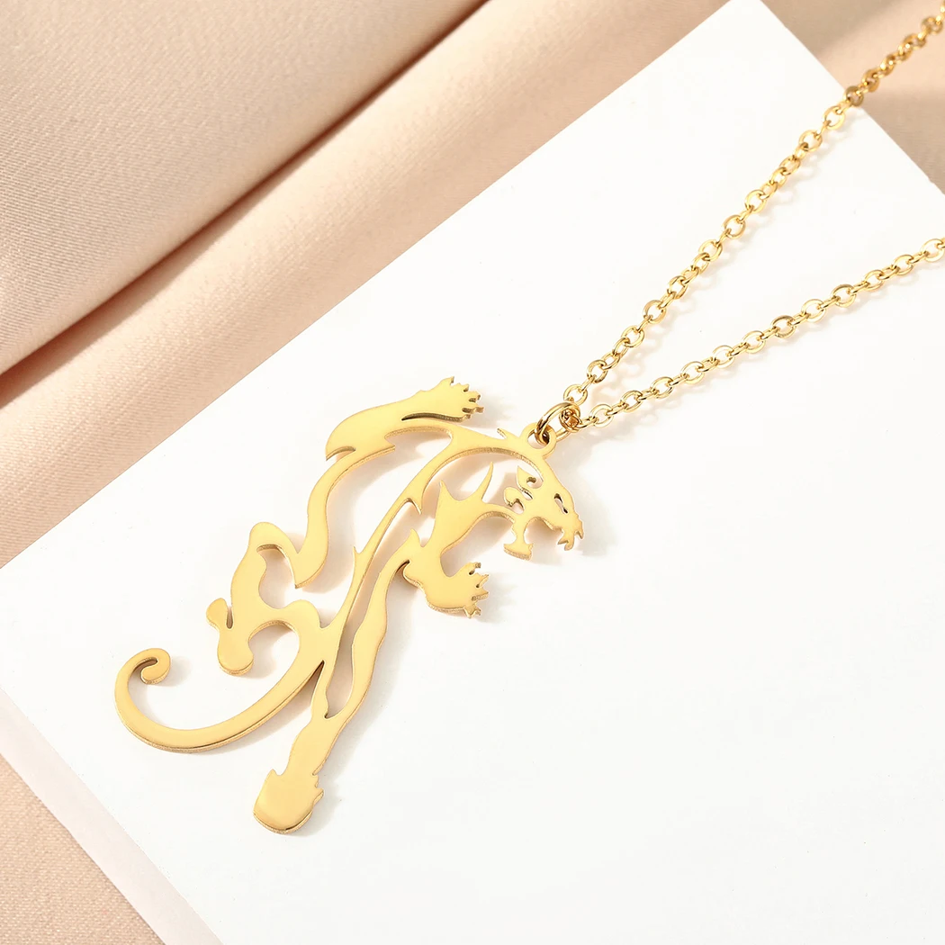 الفولاذ المقاوم للصدأ رائعة النمر بانتر للرجال والنساء ، سلسلة الكرة ، الفن الثلاثي ، قلادة ، هدية عيد الميلاد ، المجوهرات الكينال