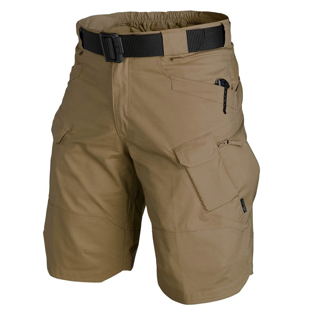 Shorts urbanos de carga ao ar livre para homens, shorts de lazer, quick dry, bolso multi cor sólida, calças curtas clássicas sem costura, respirável