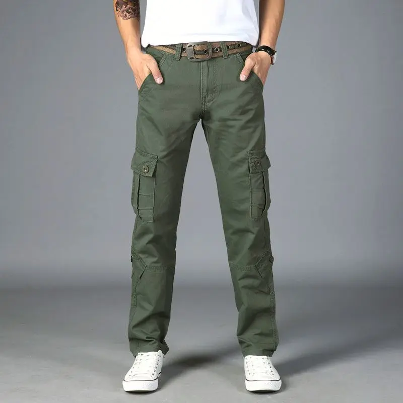 

New Pants Men's Clothes with Multiple Pockets Loose Wide Legs Casual Wear-resistant Work