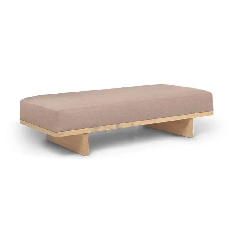 Modern simple solid wood lamb wool fabric living room sofa stool bedroom bedside stool