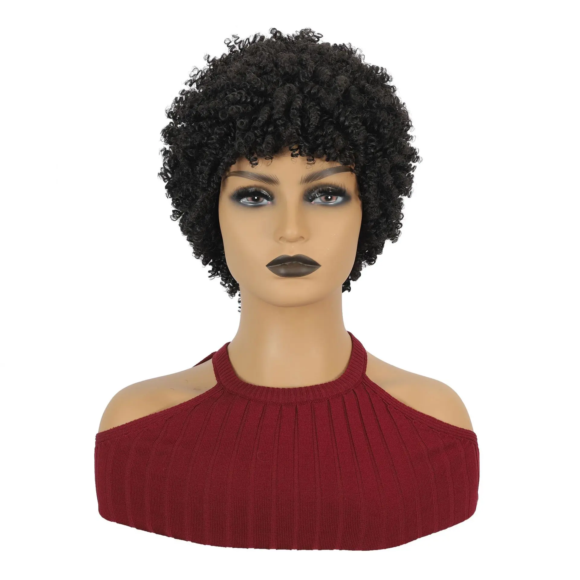 Short African Pop Roll Headgear for Black Women, Fluffy Afro Wig, Perfect for Daily Use