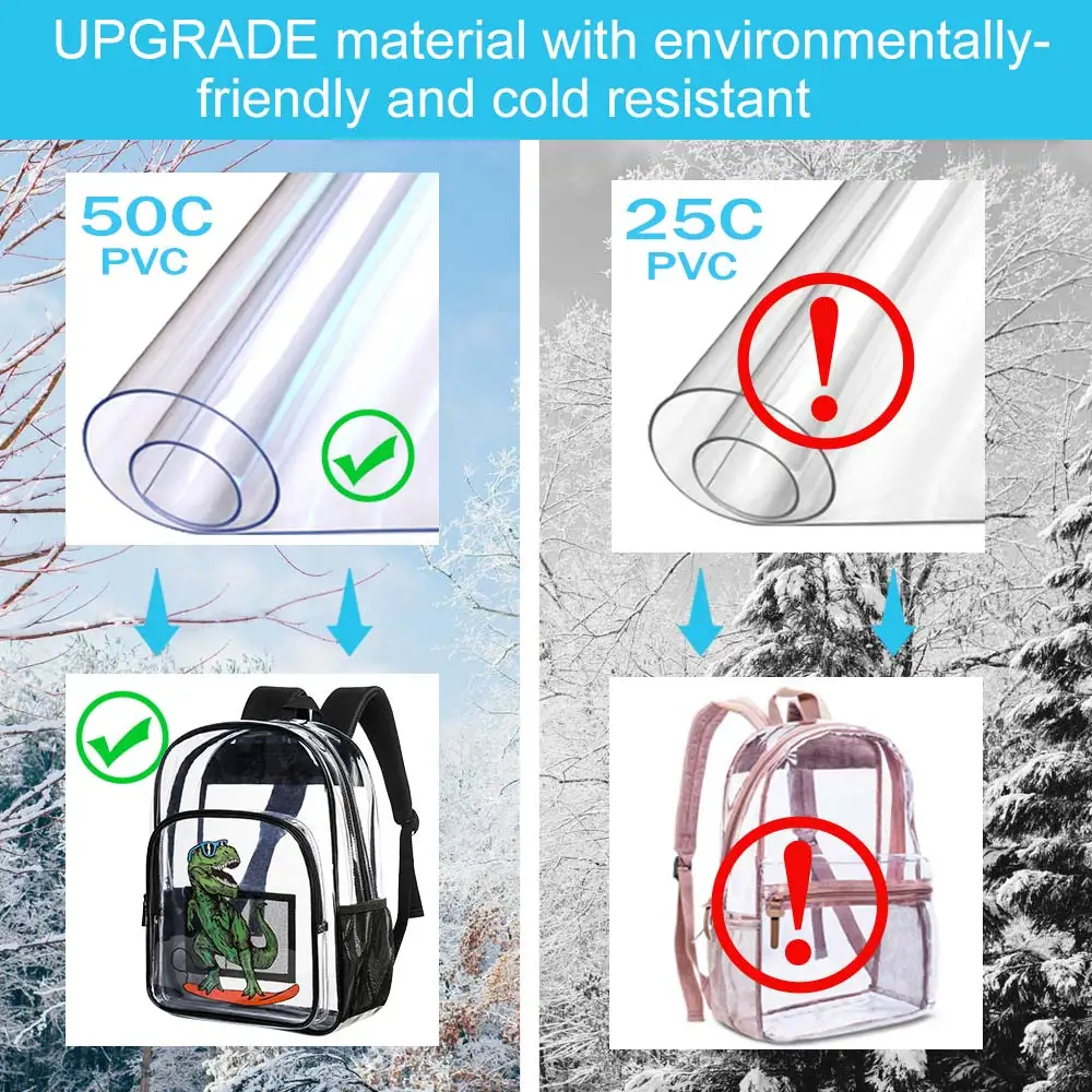 3 Buah Tas Ransel Transparan untuk Anak Laki-Laki, Tas Buku Transparan Motif Dinosaurus, Tas Ransel Tembus Pandang yang Lucu dengan Tas Makan Siang