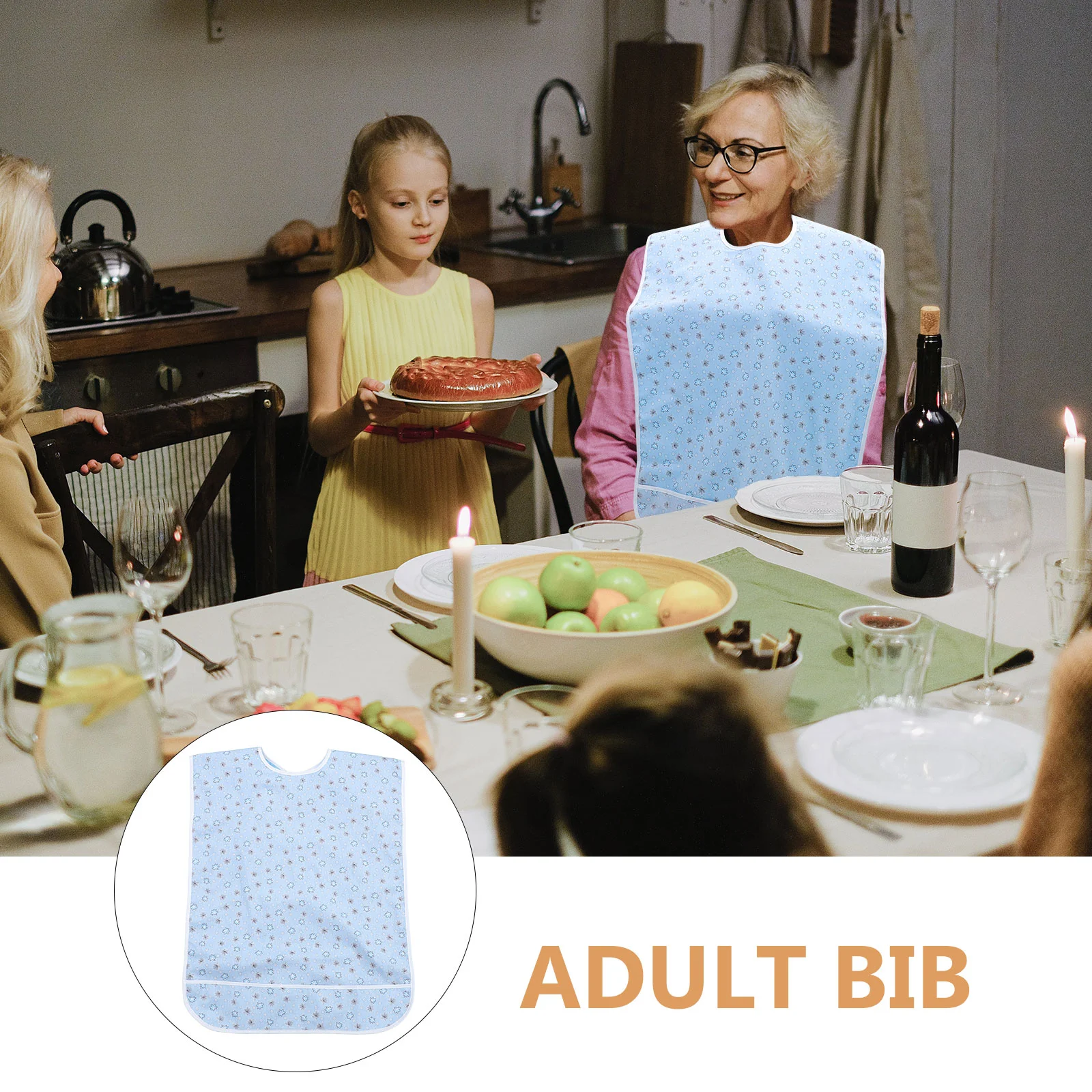 Old Man Bib Washable Protector Saliva Towels Mealtime Eating Apron Waterproof Adult Aid for Elderly Clothing Bibs