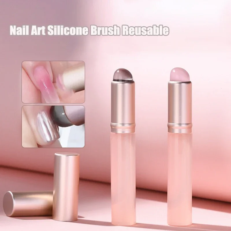 1Pcs Nail Art Silicone Applicator Stick Brush Lipstick Powder Dust Applying Pen for Gradient Effect Smudge Makeup Manicure Tool image 2