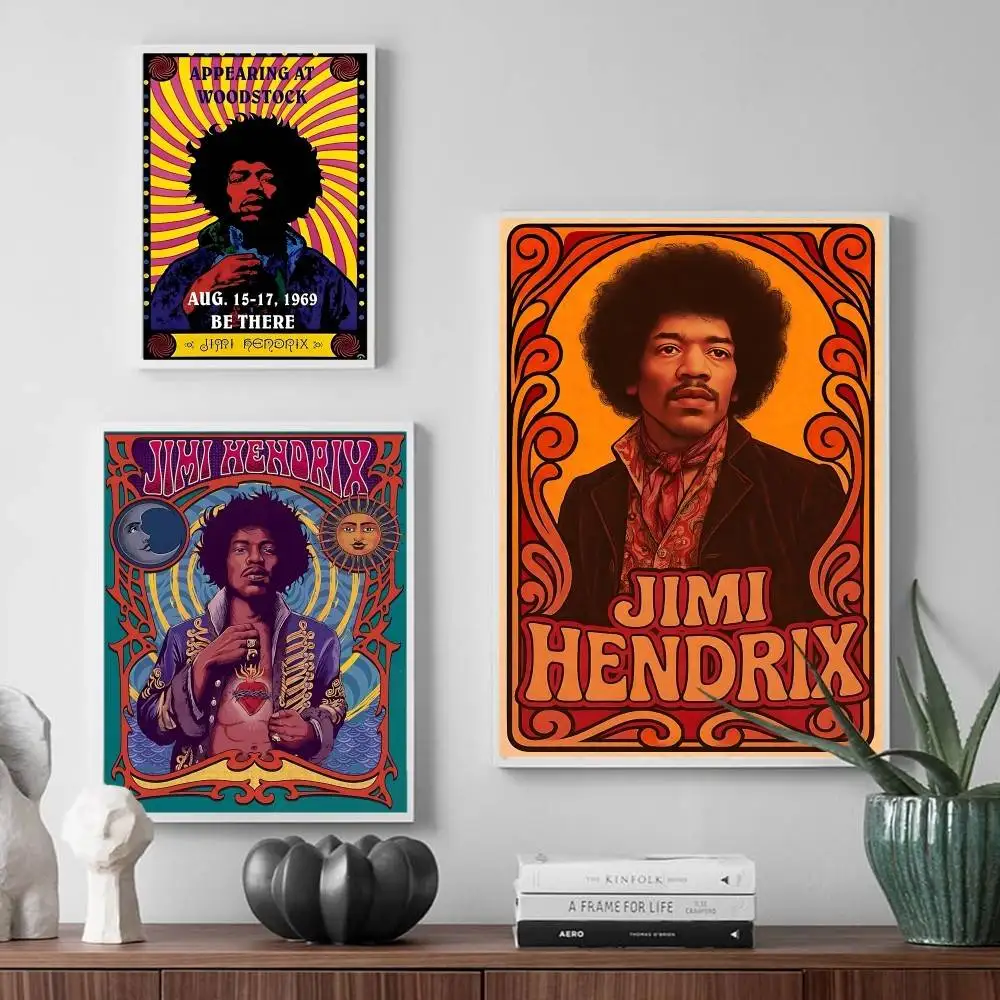 عازف الجيتار الشهير J-jimi H-hendrix نوعية جيدة يطبع وملصقات ورق أبيض ملصق لتقوم بها بنفسك غرفة بار مقهى الجمالية طلاء جدران
