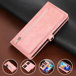 9 Card Slots Zipper Wallet Case for Xiaomi Redmi Note 13 Pro 12 Pro Note 11 10 9 Pro PU Leather Wristband Phone Flip Cover