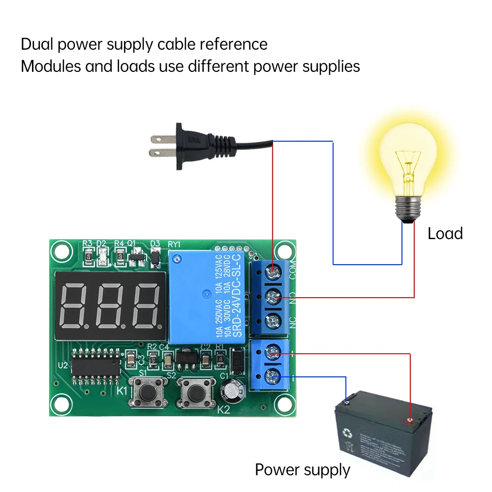 DC12V/24V Multifunctional Digital Display Delay Relay Module Timer Delay Switch Circuit Board Timing Control Module DIY