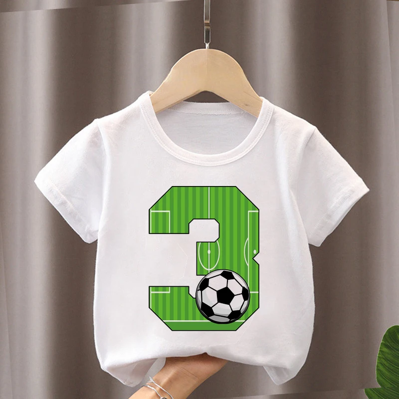 Summer New Boys Girls Football T Shirts Birthday Shirt 1-12 Years Boy Soccer Sport T-Shirt For Kids Birthday Gift Tshirt Tops