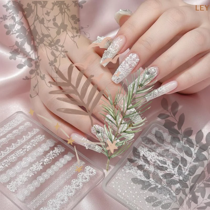 3D Lace Silicone Nail Art Mold French Pattern DIY Manicure Tool: Nail Charms Supplies Plate