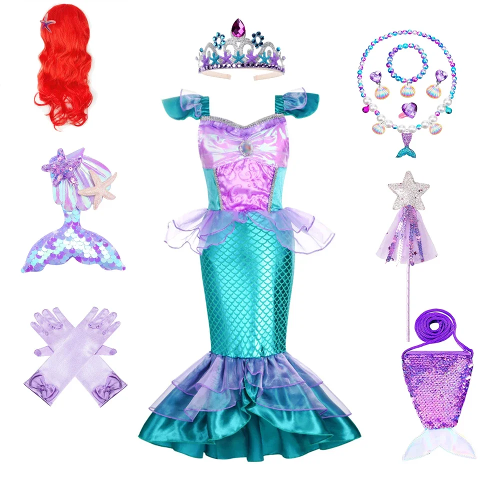 الفتيات حورية البحر تأثيري ازياء فستان للأطفال عيد ميلاد موضوع حفلة كرنفال المرحلة فستان الملابس