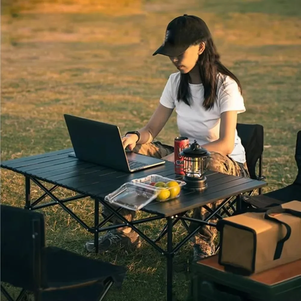 Table de camping pliante portable, bureau de pique-nique en plein air