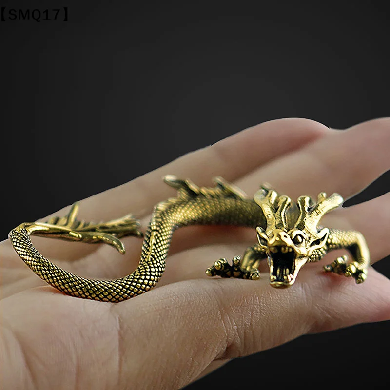 Chinese Beast Dragon Statue Bronze Figurine Ornaments Antique Copper Mythical Animal Miniature Home Decoration Crafts Colle【SMQ】