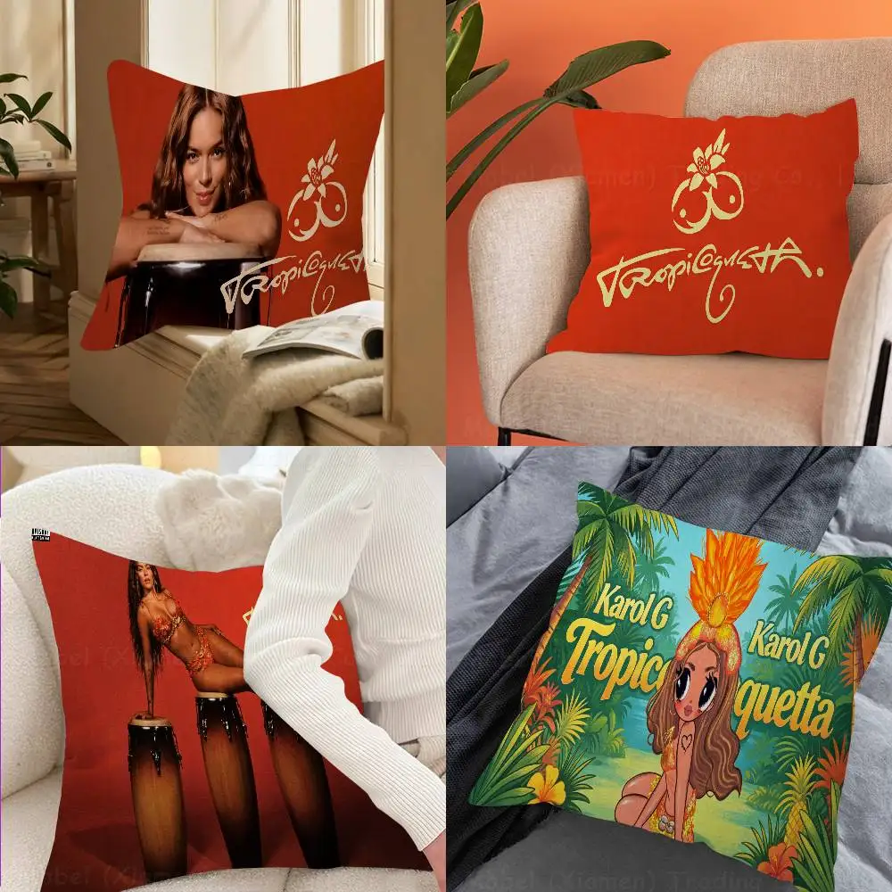 K-Karol G Tropicoqueta Personalized Pillow Cover Kids Bedroom Wild Party Decor Pillowcase kid Birthday shower Gift
