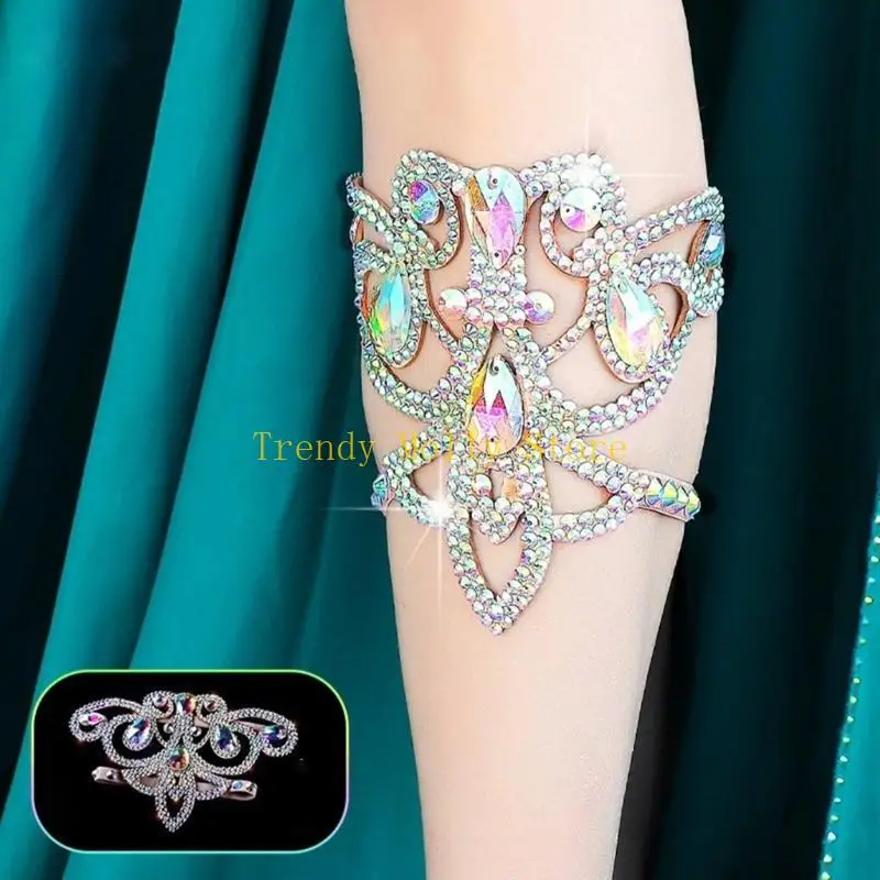N5KB Soft Suedes Base Leg Band Adorned With Sparkling AB Rhinestones For Stage Shows view 3