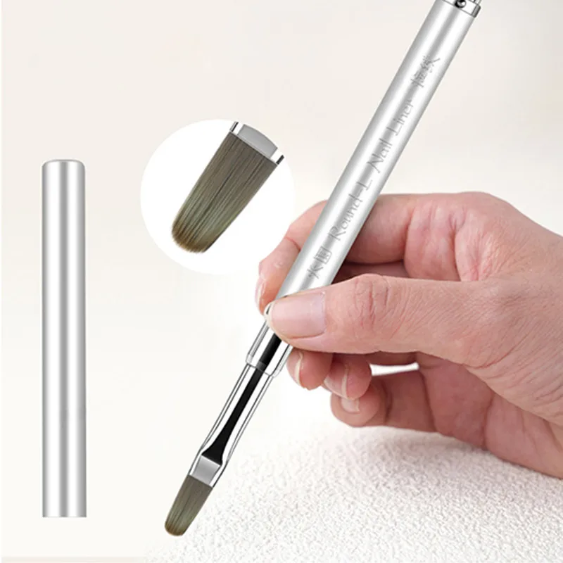 1/6 قطعة مزدوجة الرأس مقبض معدني فرشاة الأظافر بطانة فرشاة اللوحة القلم فرشاة جل كريستال مسمار الفن مانيكير #3