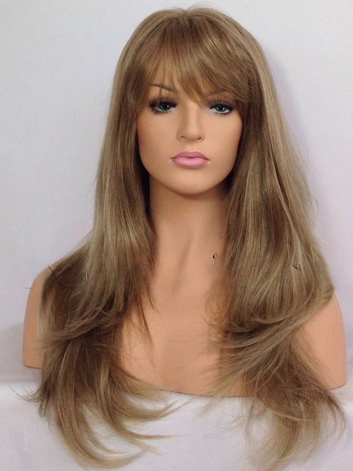 FULL WOMENS LADIES FASHION HAIR LONG WIG Synthetic LIGHT BROWN/BLONDE MIX HEAT RESIST