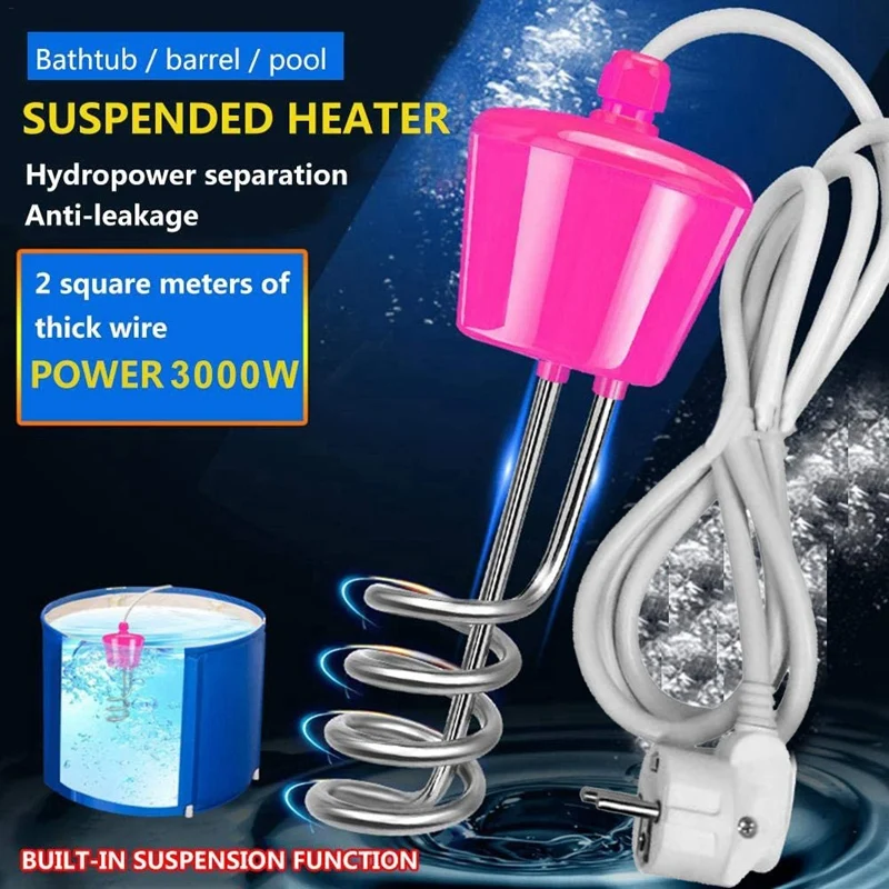 2X Water Heater For Pool 3000W Stainless Steel Immersion Heater Suspension Electric Water Heater Elements EU Plug