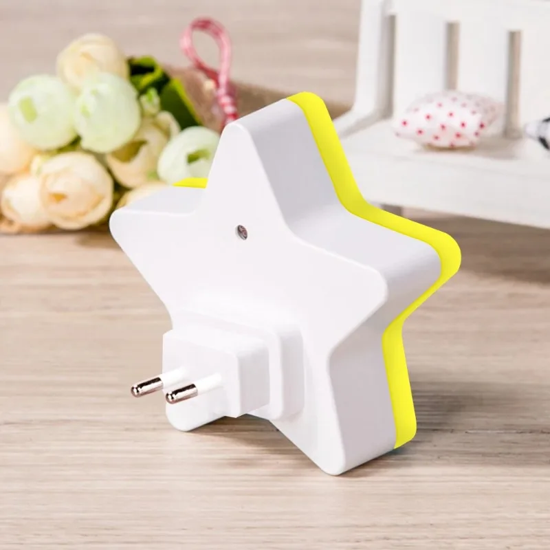 4Color LED Sensor Control Night Light Mini Star LED Night Light With EU/US Plug for Dark Night Baby Sleeping Light Bedside Lamps