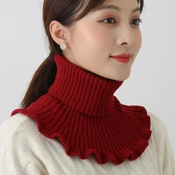 Elastic Knitted Neck Collars Knitted Wool False Collar Neck Scarf Solid Color Woolen Collars Protective Clothing