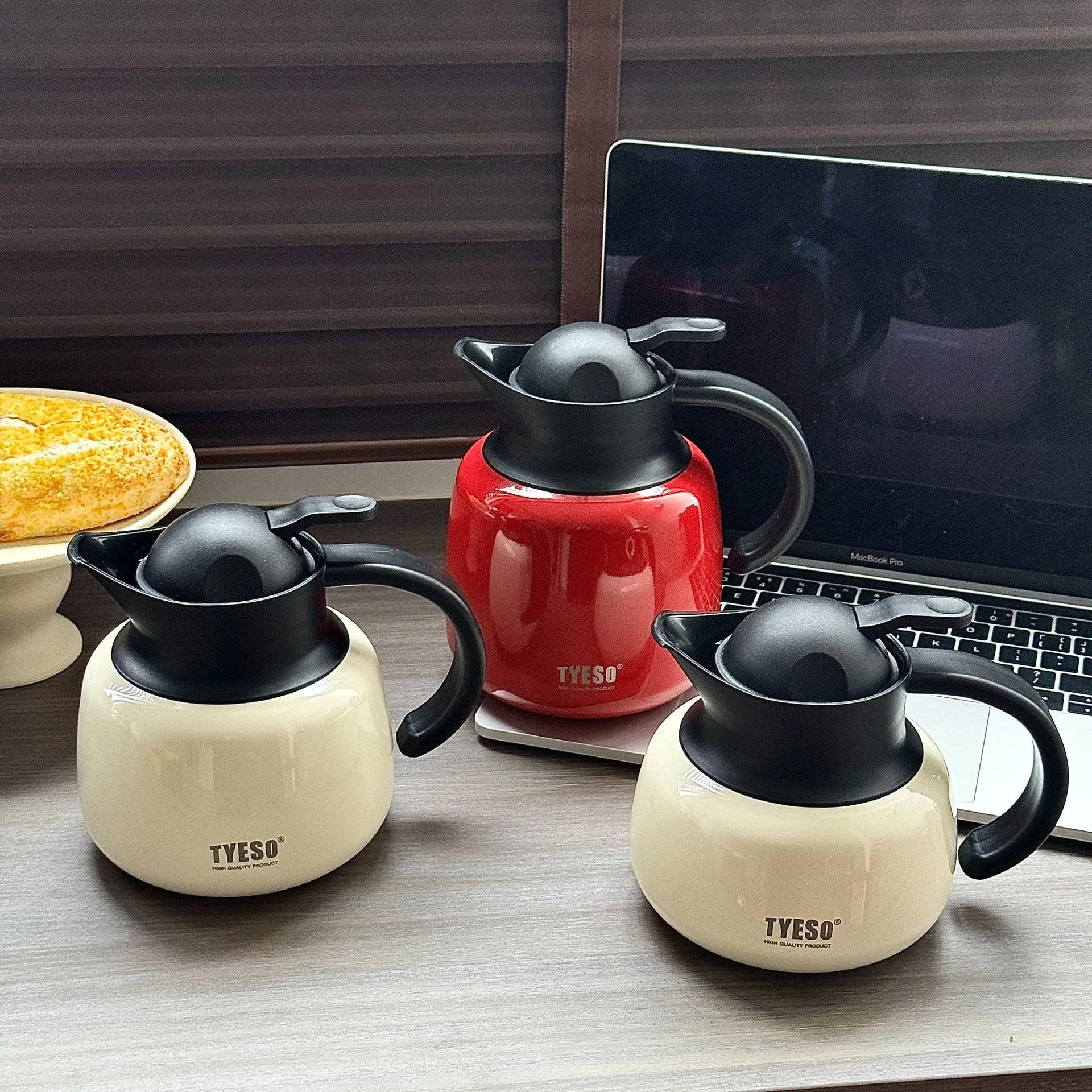 Tyeso Stainless Steel Tea Thermos Heat/Cold Retention Tea-Water Separation Infuser Large Capacity Teapots For Coffee Travel Gift