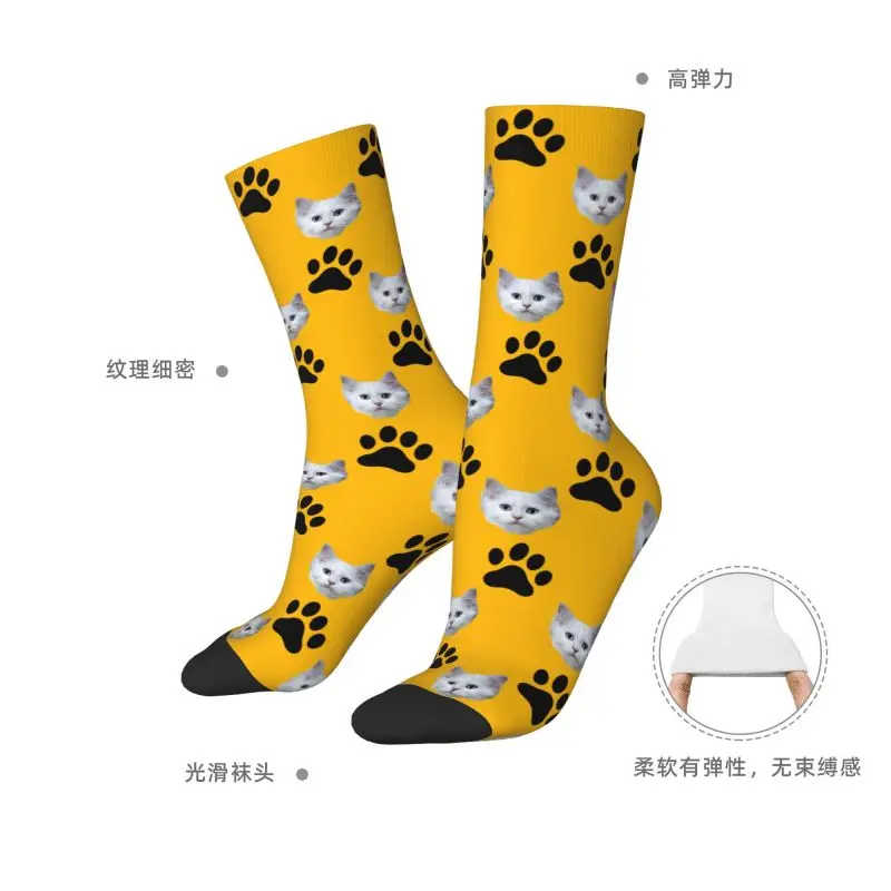 مخصص مضحك شخصية القط رئيس الوجه صور الجوارب النساء الرجال الدافئة 3D مطبوعة لطيف القط كرة القدم جوارب رياضية
