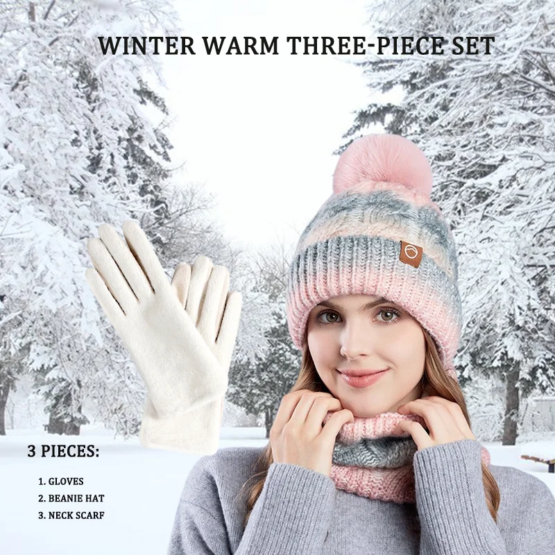 4pcs-set-winter-women's-beanie-hat-neck-scarf-earmuffs-fur-gloves-with-plush-fashionable-knitting-for-cold-weather-outdoor