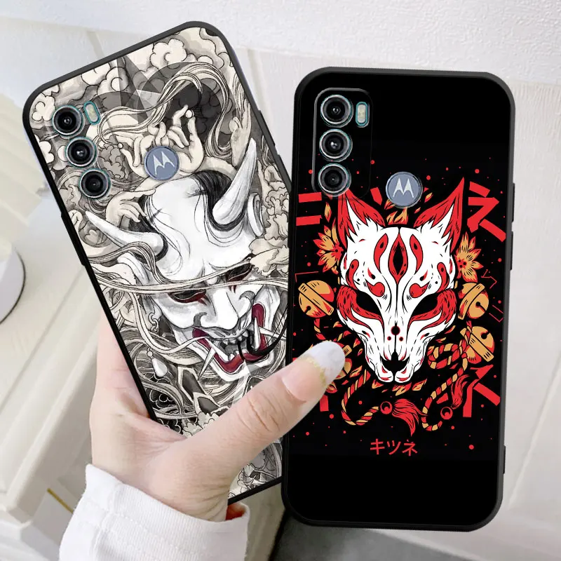 Samurai Oni Mask Case for Motorola Moto G60 G9 Power Lite G31 G32 G200 G52 G72 G50 G30 G51 G71 5G G22 Cover TPU Soft