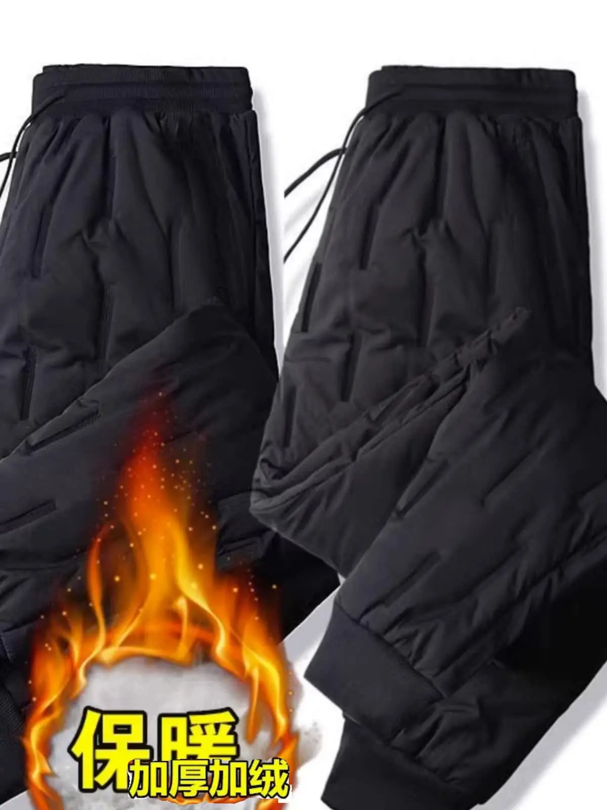 

Мужские пуховые брюки Thi Winter Trousers 2024, новые эластичные теплые брюки на гусином пуху, длинные брюки для отдыха, чистый цвет, большой размер, повседневная одежда