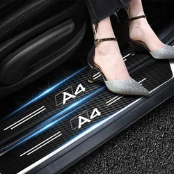 Carbon Car Door Sill Scuff Covers Black Door Panel Guards Protector Anti Scratch Waterproof Tape For Audi A4 Car Accessorie