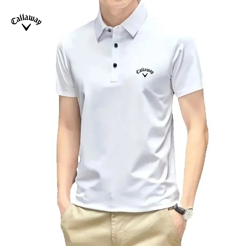 Men's High-quality Mulberry Silk Embroidered Polo Shirt, Summer New Fashion, Business Leisure, Breathable and Cool Top