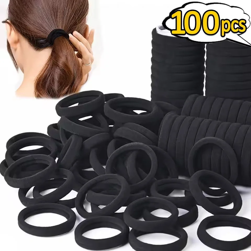 High Elastic Hair Bands for Women Girls Black Basic Hair Tie Headband Simple Ponytail Holder Scrunchies Hair Accessories