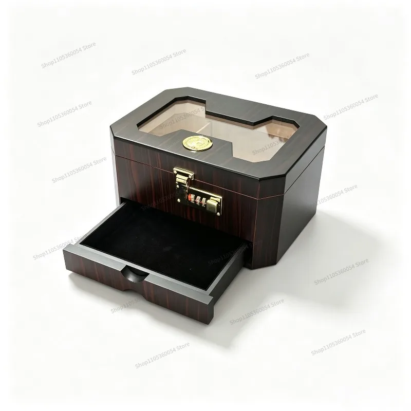 For Large Capacity Double Drawer Humidor, Cedar Cigar Constant Temperature Humidification Perspective Hygrometer