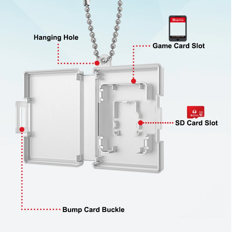 Switch Game Cartridge Micro SD TF Card, Keychin Pocket, Display portátil de armazenamento único, Caixa protetora para Nintendo Switch Series