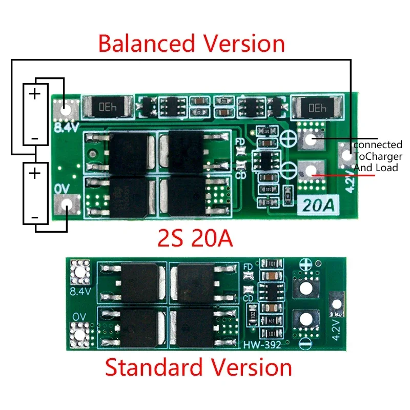 2S 20A 7.4V 8.4V 18650 Lithium Battery Protection Board/BMS Board Standard/Balance For DIY